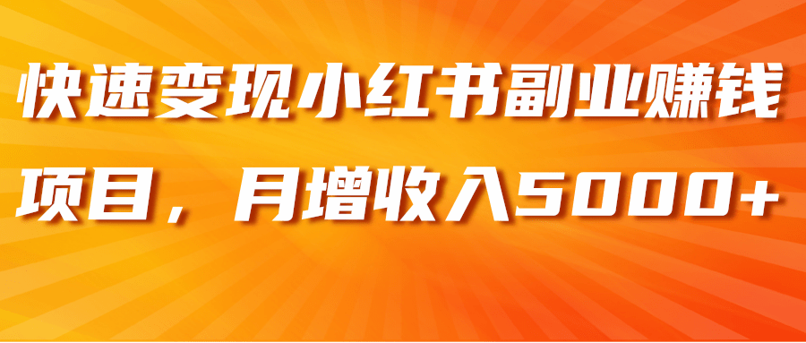 快速变现小红书副业赚钱项目，月增收入5000+【视频教程】